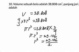 Volume Sebuah Bola Adalah 38808 Cm3 Panjang Diameternya Adalah